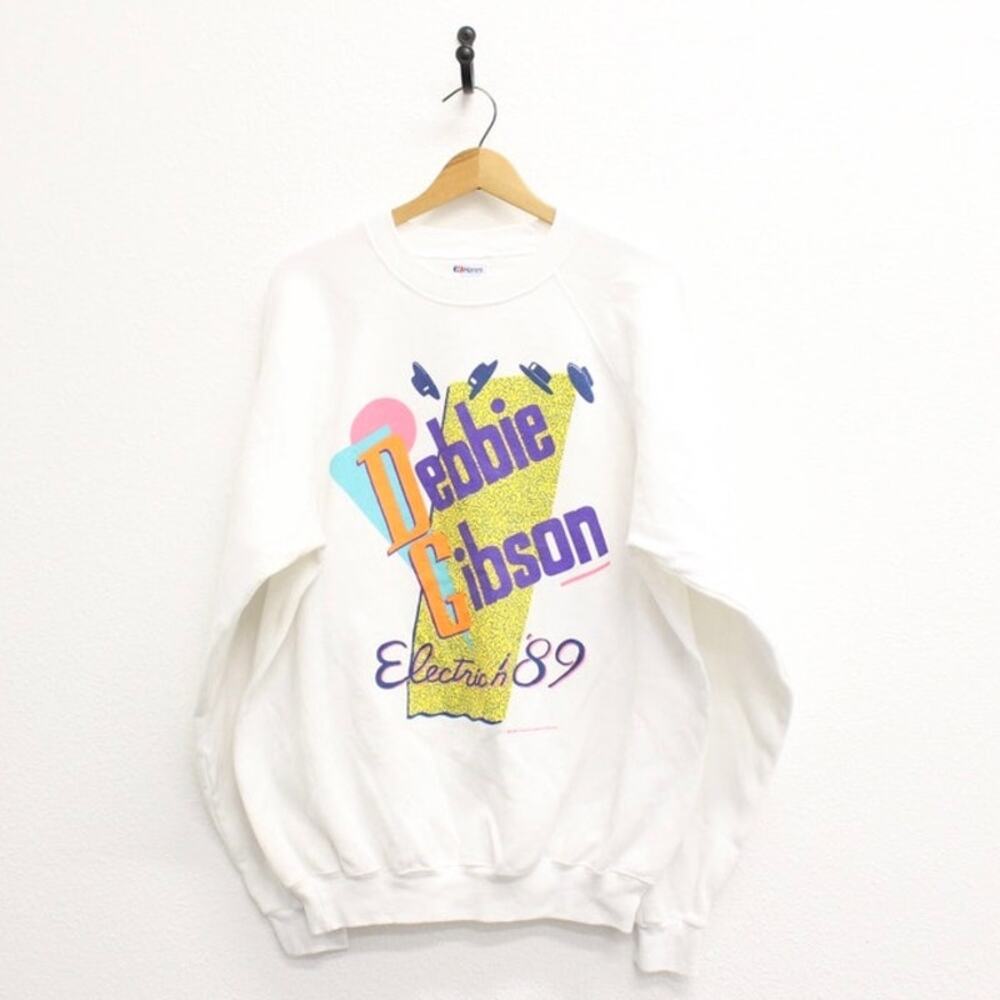 Vintage 1989 Debbie Gibson Electric in ’89 White Sweatshirt Men’s 2XL